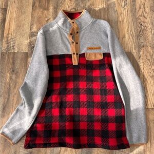Simply Southern Gray and Red Plaid Sweater